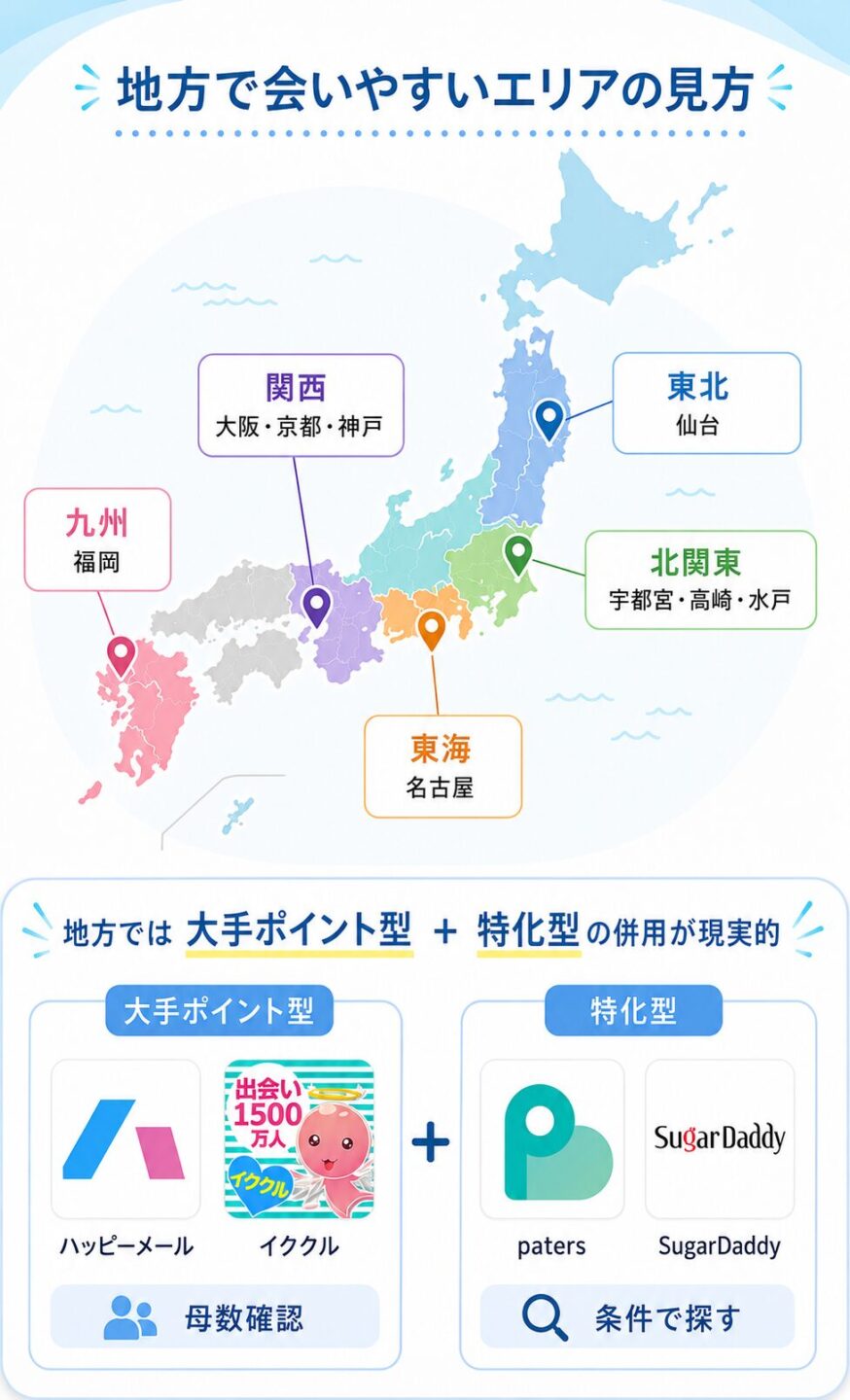 パパ活地方別でおすすめエリアとパパ活アプリを紹介