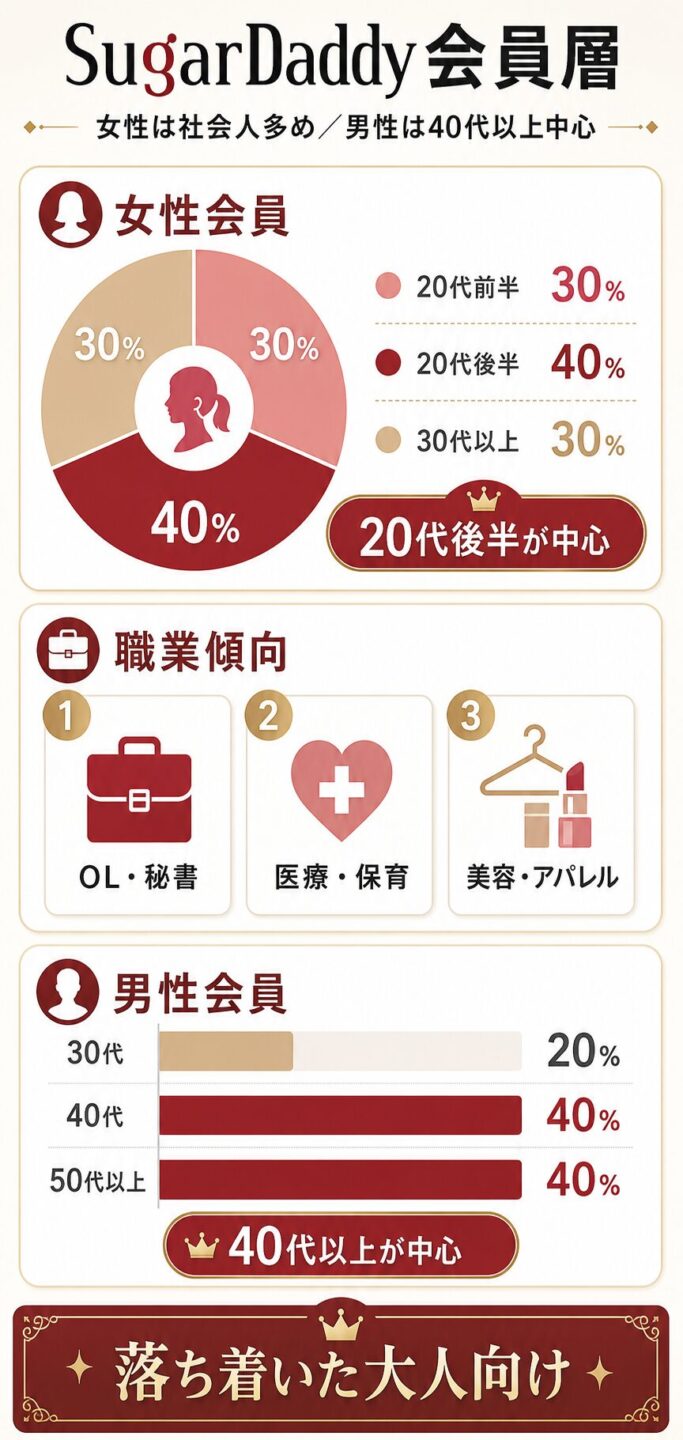 SugarDaddy（シュガーダディ）の会員層のグラフ