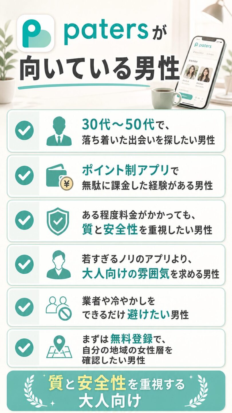 paters（ペイターズ）が向いている男性のグラフ