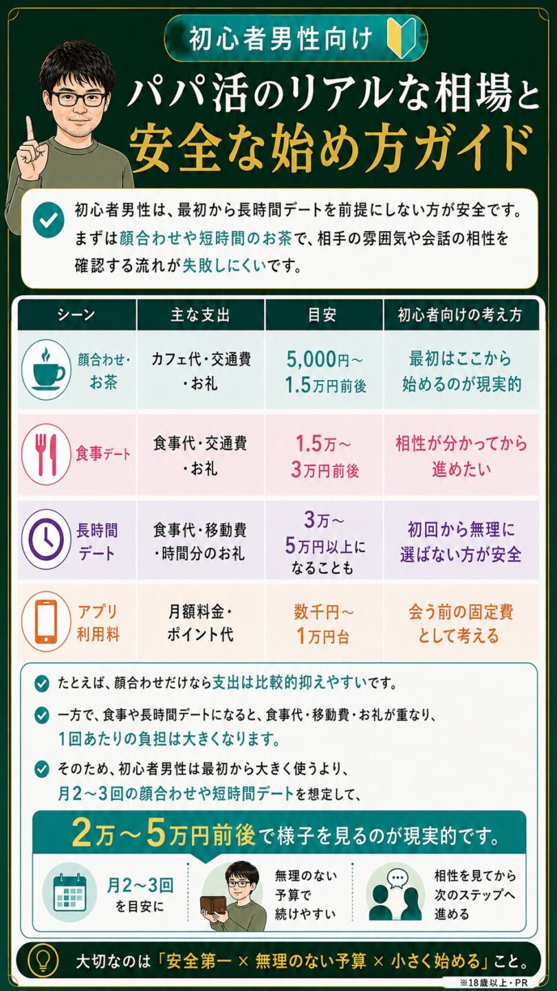 パパ活のシーン別にかかる支出目安