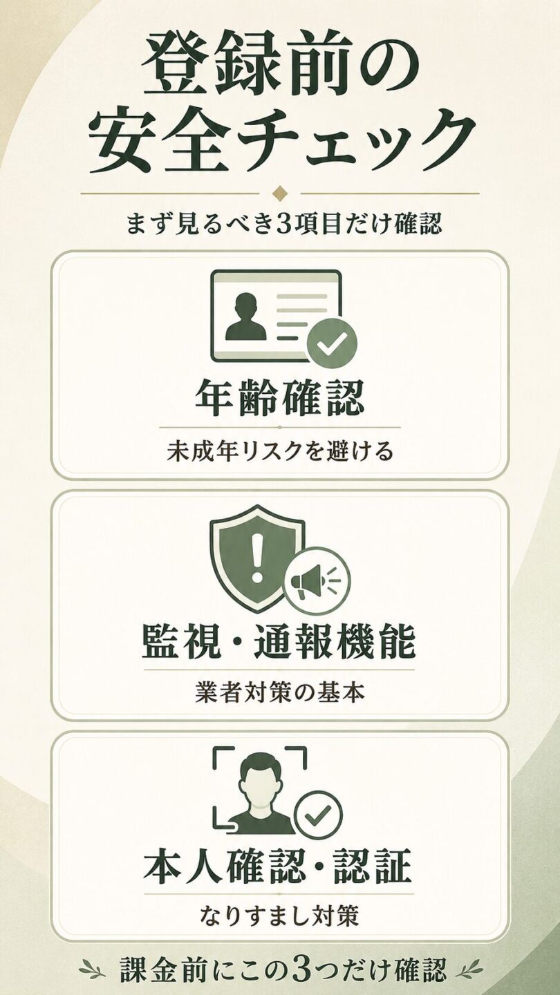 男性向けパパ活アプリの登録前に確認したい安全チェック項目を解説する画像
