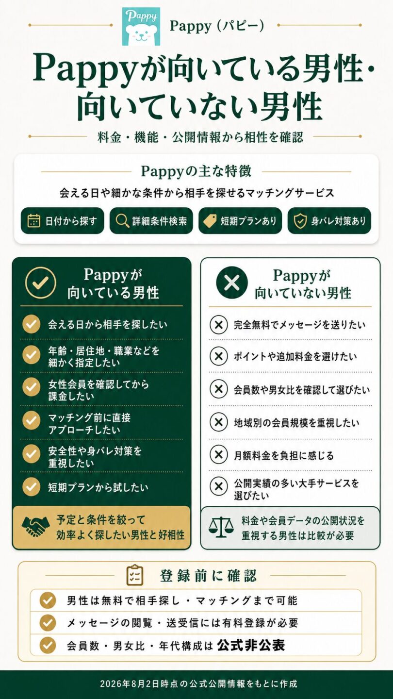 Pappy(パピー)が向いている男性と向いていない男性を解説する画像
