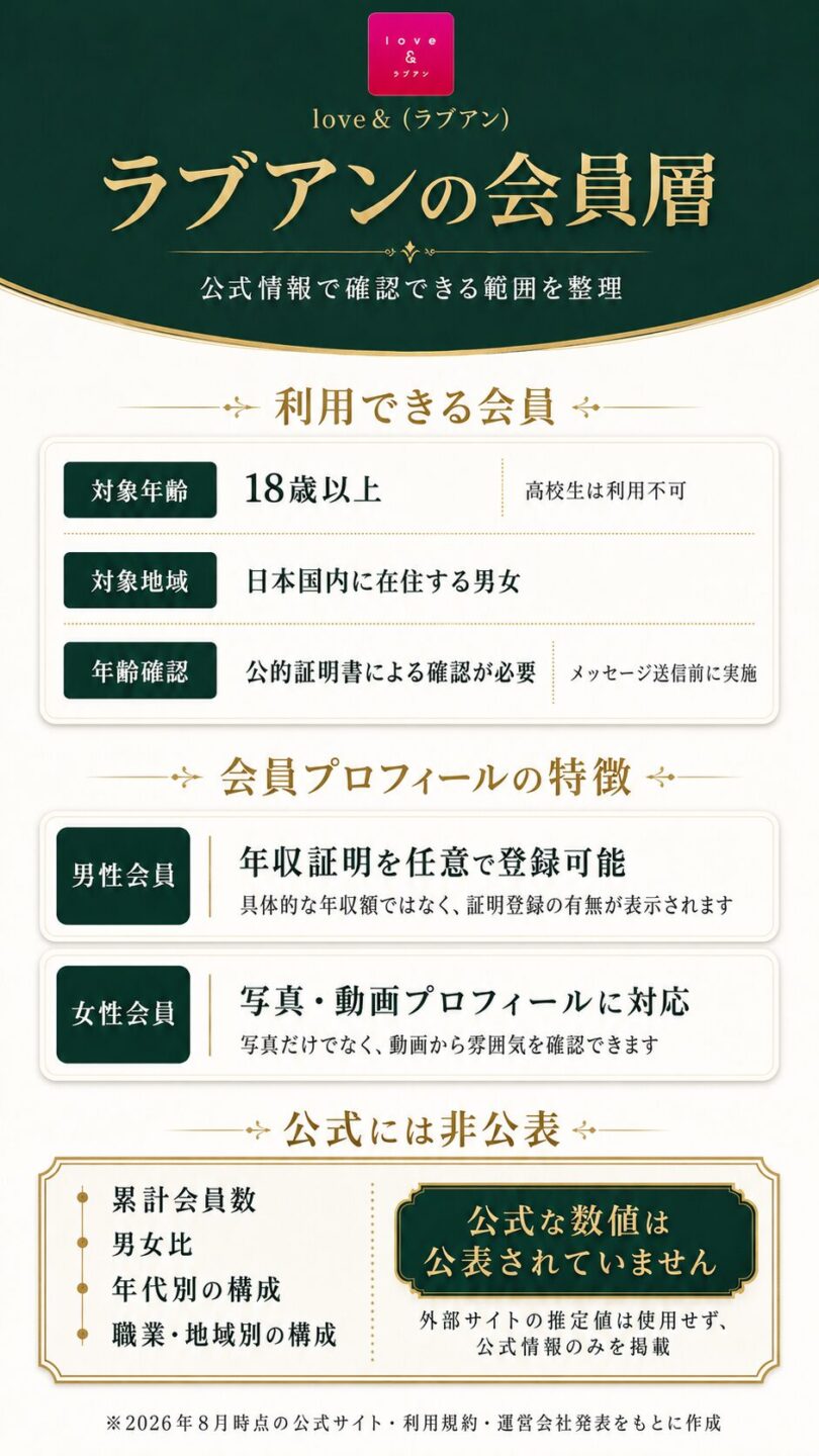 ラブアンの会員層と公式非公表データについて解説する画像